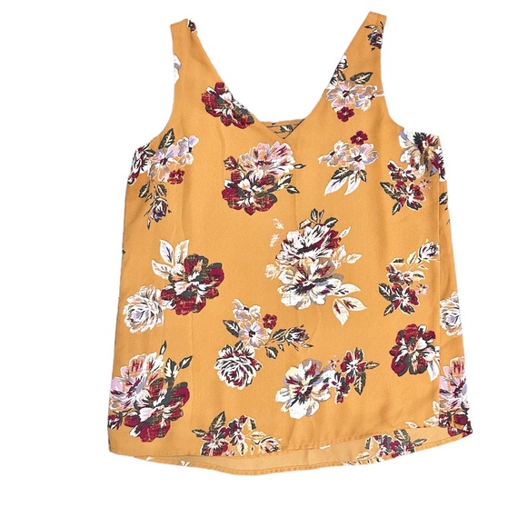 Maurices Women's Mustard yellow Floral Print Sleeveless V-Neck Tank Top Size S - Picture 6 of 6